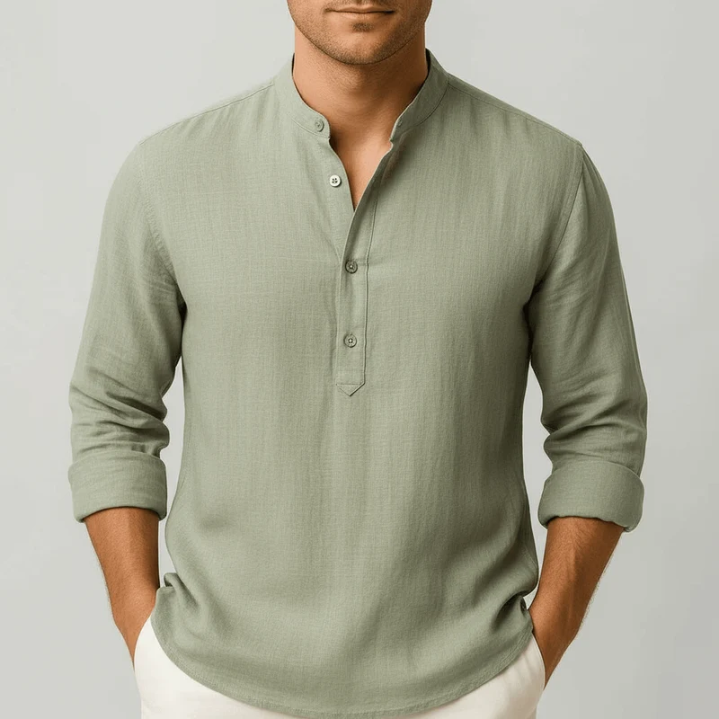 Sven | Herren Sommer Leinen Henleyshirt