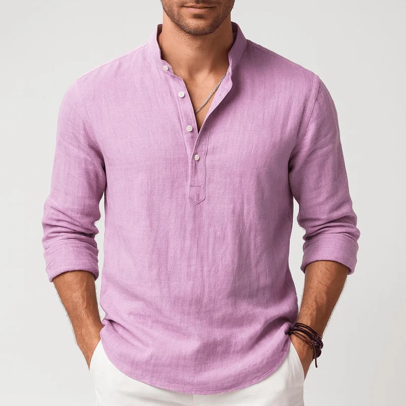 Sven | Herren Sommer Leinen Henleyshirt