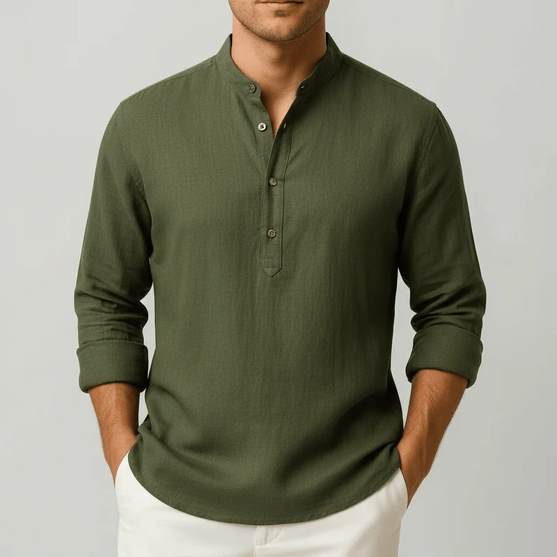 Sven | Herren Sommer Leinen Henleyshirt