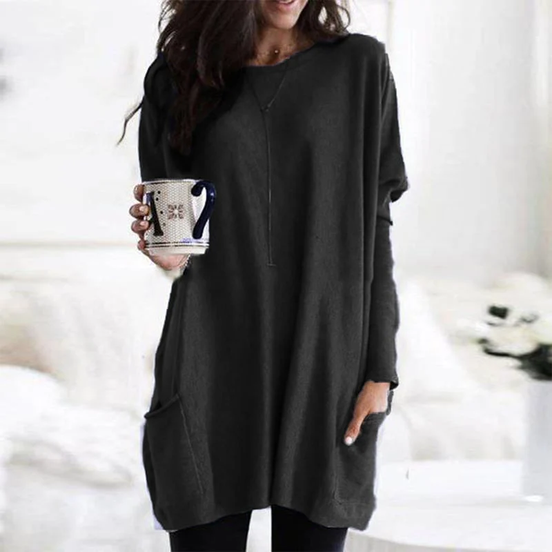 Charlotte | Damen Casual Langer Pullover mit Taschen