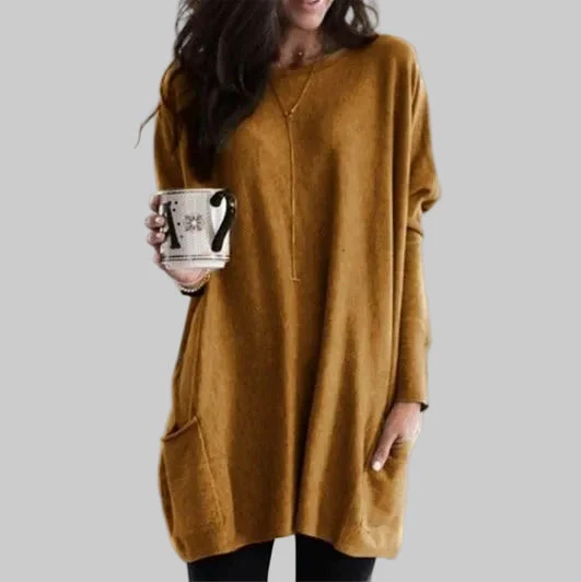 Charlotte | Damen Casual Langer Pullover mit Taschen