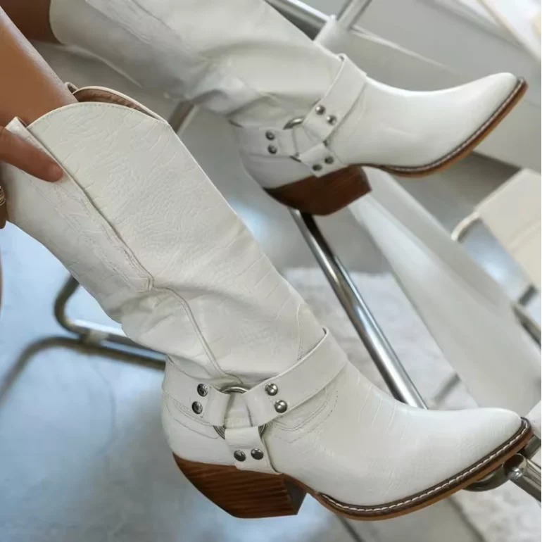 Ida | Damen Gedruckt Kniehohe Cowboystiefel