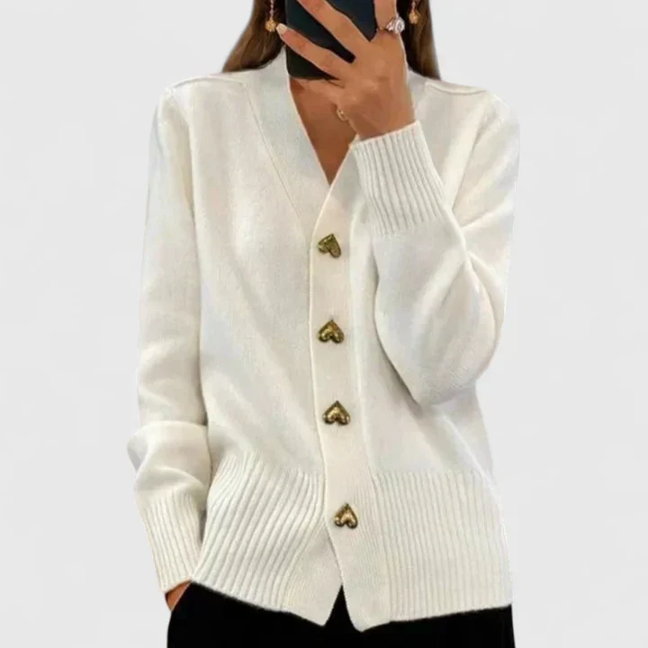 Kathrin | Damen Bequem Knöpfen Strickjacke