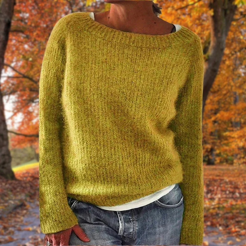 Manuela | Damen Lässiges Boot-Hals Strickpullover