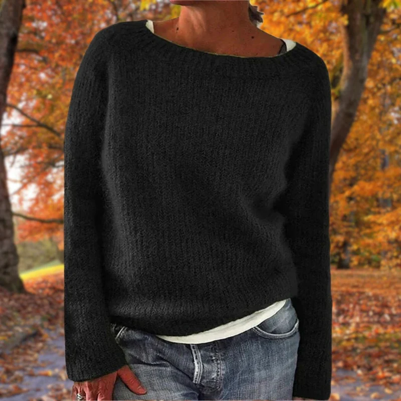 Manuela | Damen Lässiges Boot-Hals Strickpullover