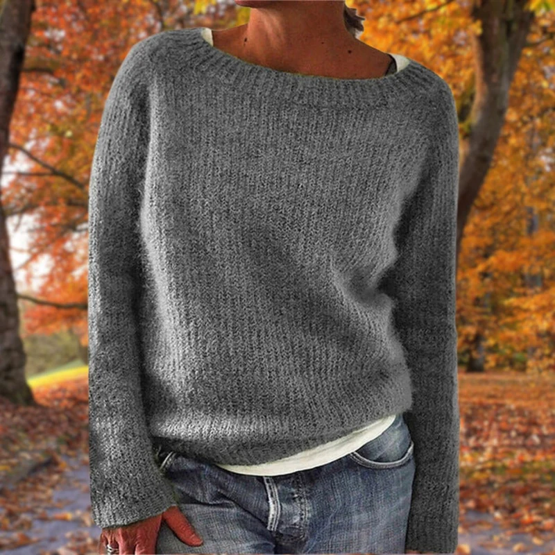 Manuela | Damen Lässiges Boot-Hals Strickpullover