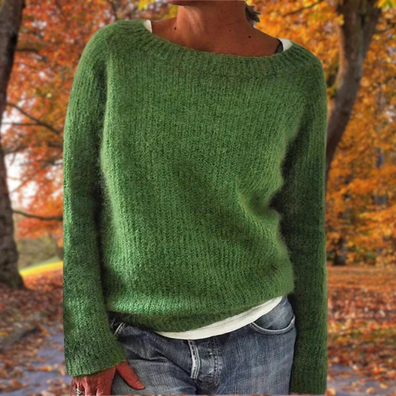 Manuela | Damen Lässiges Boot-Hals Strickpullover