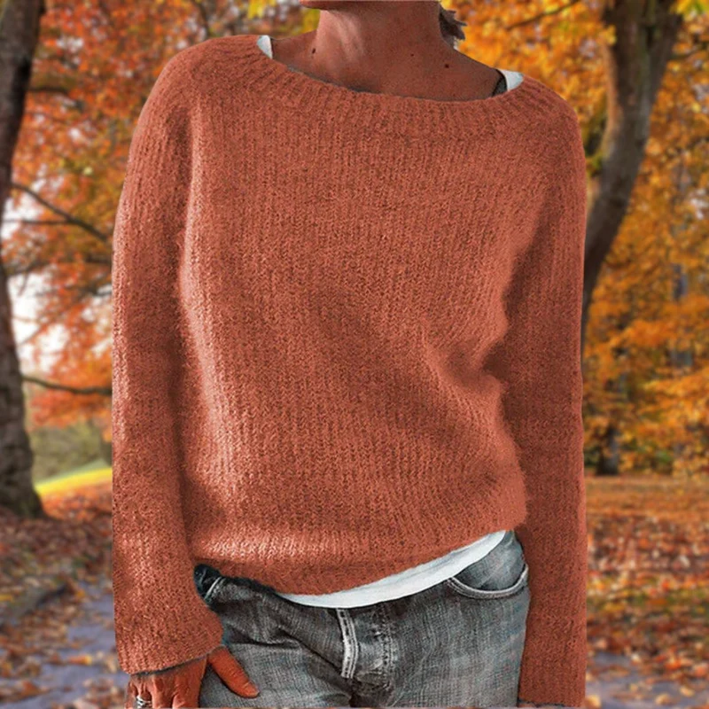 Manuela | Damen Lässiges Boot-Hals Strickpullover