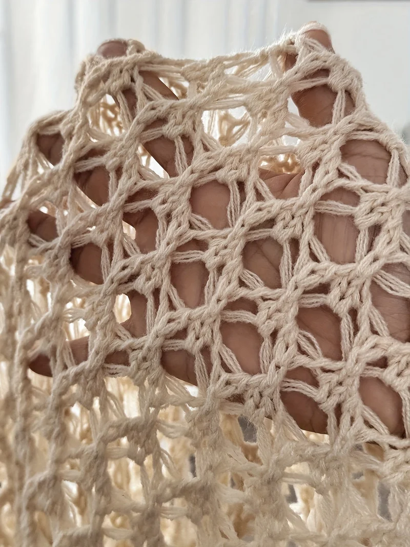 Theresa | Damen Offen Gestrickte Häkel-Strickjacke