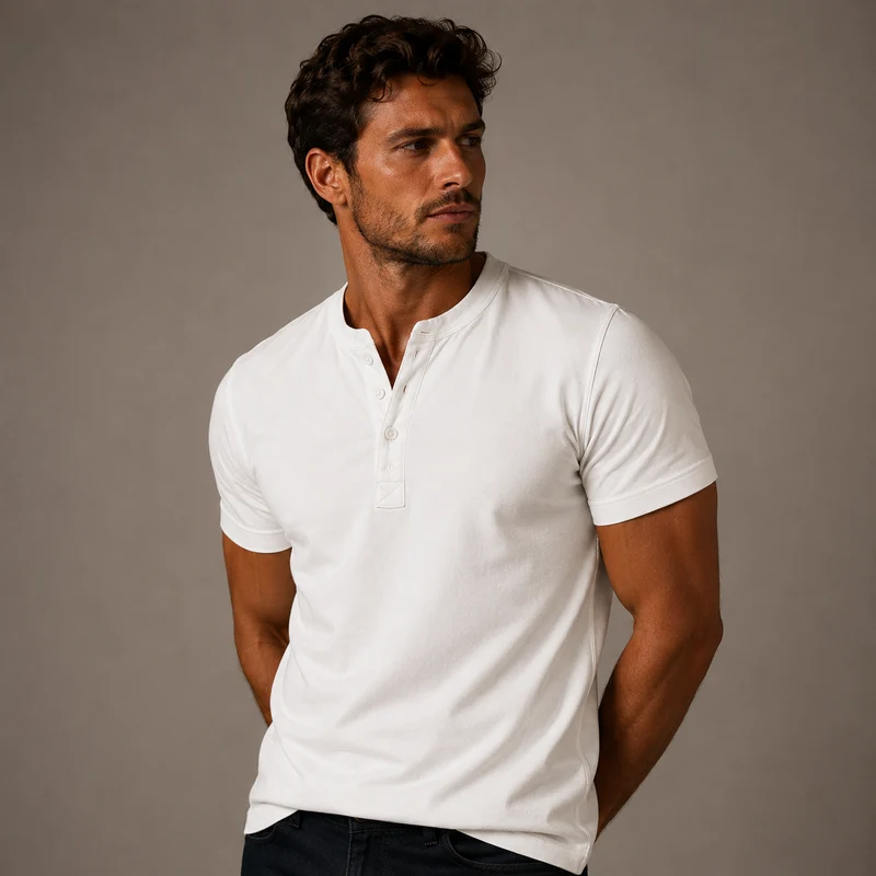 Raymond | Herren Relaxed Kurze Ärmel Henley T-Shirt