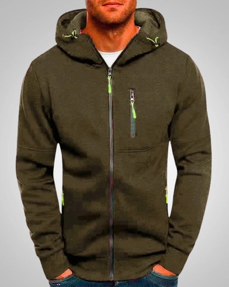 Andrew | Herren Legerer Taschen Zip-Hoodie