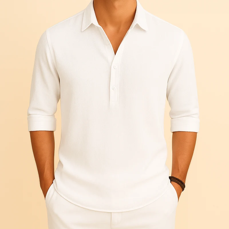 Christopher | Herren Klassisches Langen Ärmeln Henley Poloshirt