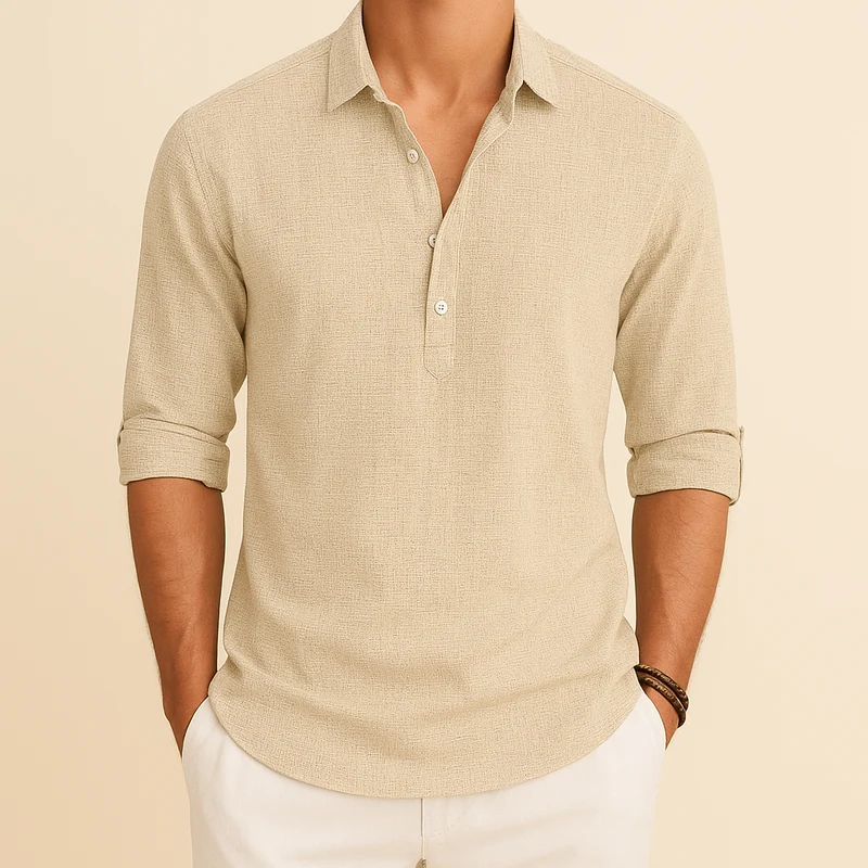 Christopher | Herren Klassisches Langen Ärmeln Henley Poloshirt