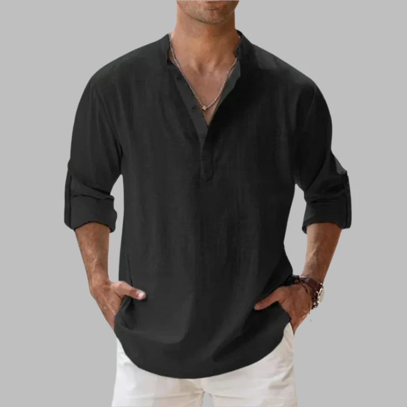 Alexander | Herren Sommer Leinen Henleyshirt