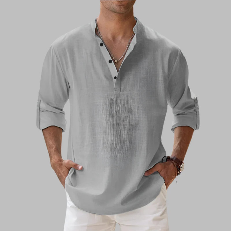 Alexander | Herren Sommer Leinen Henleyshirt