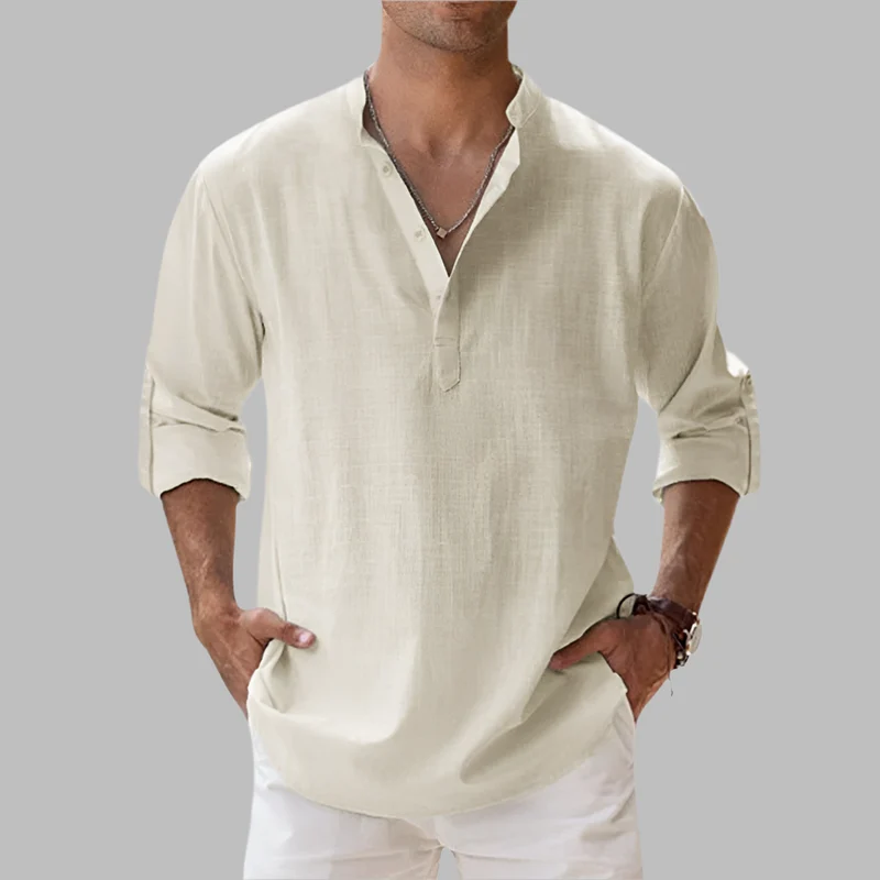 Alexander | Herren Sommer Leinen Henleyshirt