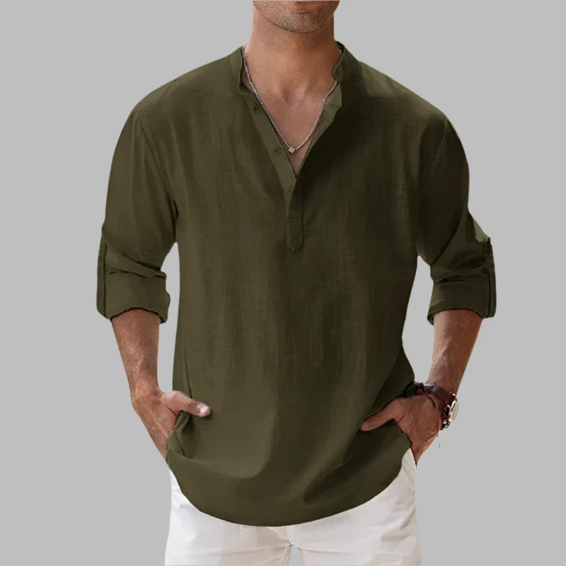 Alexander | Herren Sommer Leinen Henleyshirt