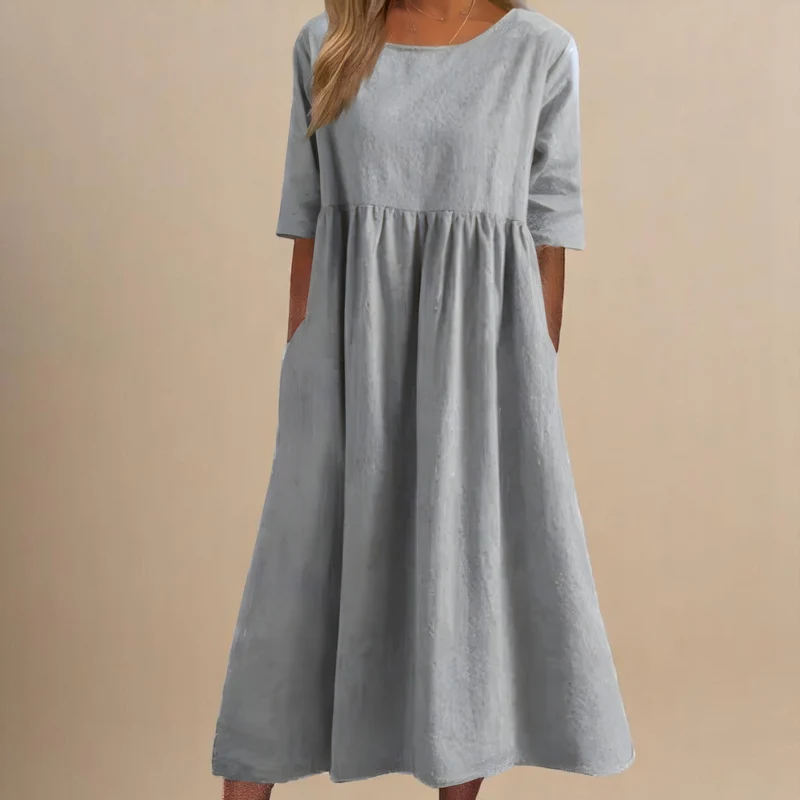 Amara | Damen Lässig Relaxed Fit Sommer Midikleid