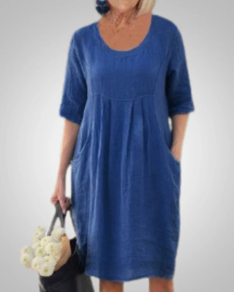 Naomi | Damen Kurzarm Sommerkleid mit Taschen