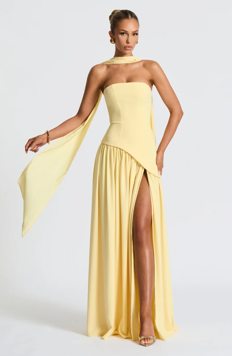 Lina | Damen Bandeau Seitenschlitzen Hochzeitsgastkleid