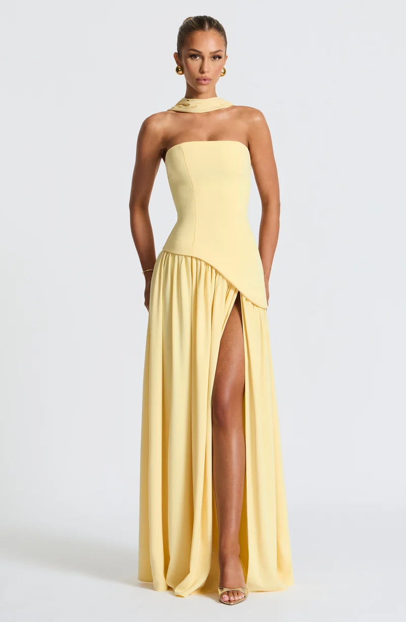 Lina | Damen Bandeau Seitenschlitzen Hochzeitsgastkleid