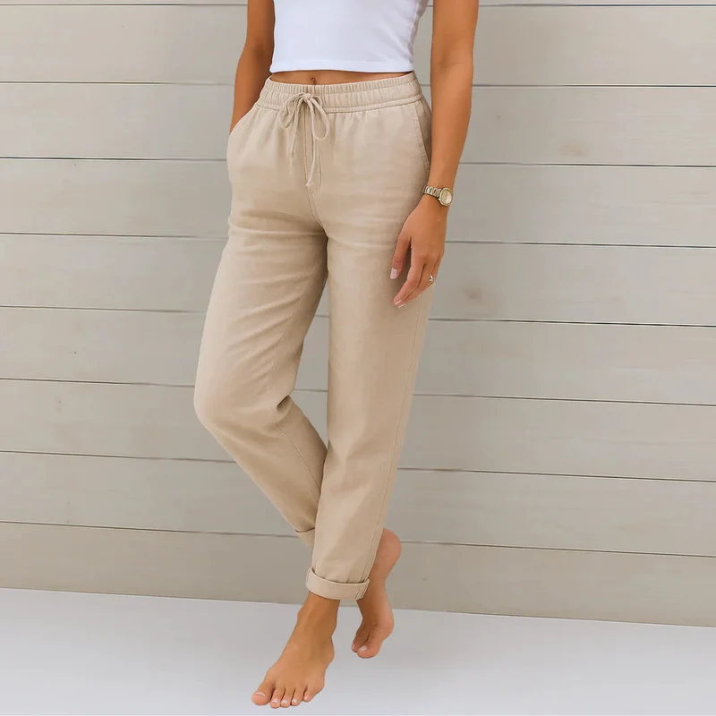 Sabrina | Damen Sommer Kordelzug Leinen Hosen