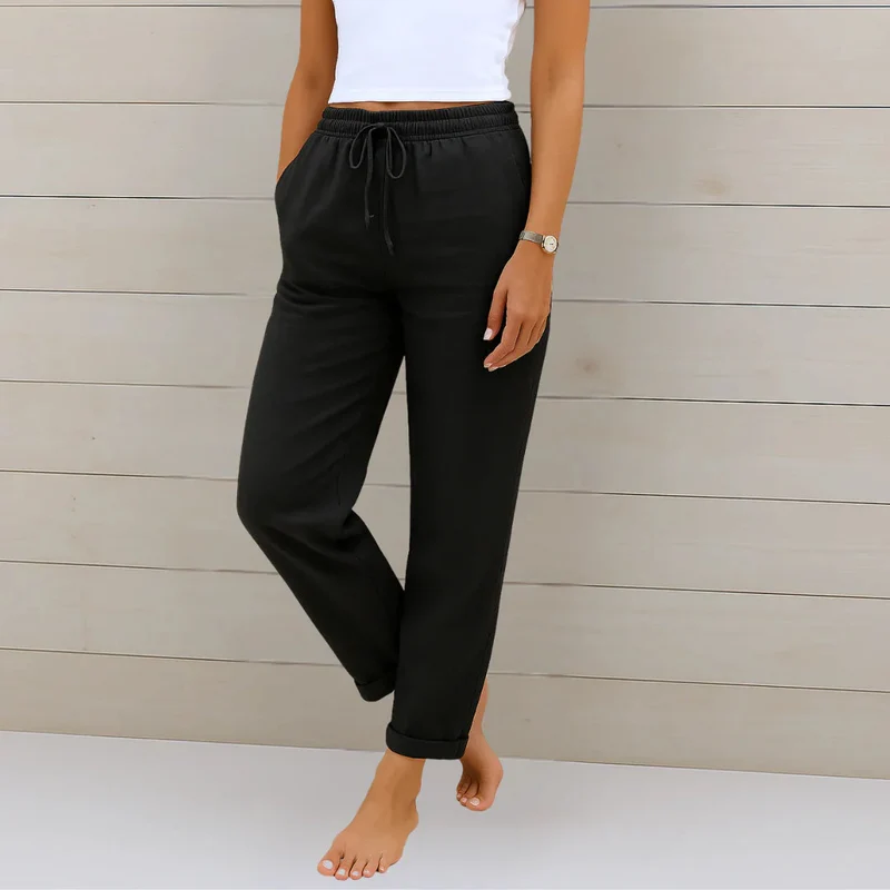 Sabrina | Damen Sommer Kordelzug Leinen Hosen