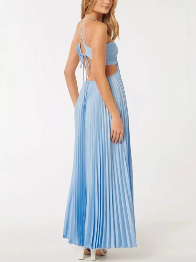 Lea | Damen Plissiertes Maxi Sommerkleid