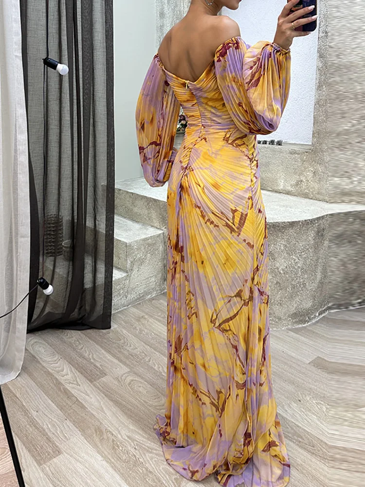Lena | Damen Geblümtes V-Ausschnitt Hochzeitsgast Kleid