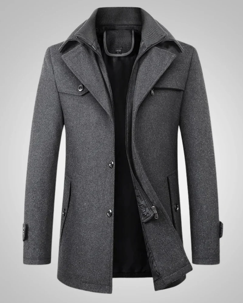 Michael | Herren Klassischer Winter Reißverschluss Mantel