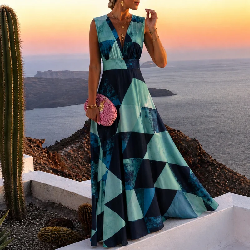 Ashley | Damen Ärmelloses Sommerabendkleid