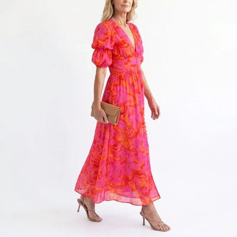 Lisa | Damen Elegantes geblümtes Sommerkleid