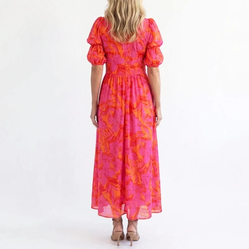 Lisa | Damen Elegantes geblümtes Sommerkleid