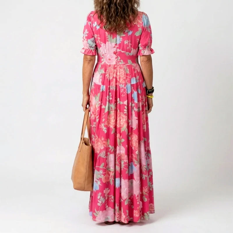 Nancy | Damen Geblümtes langes Sommerkleid