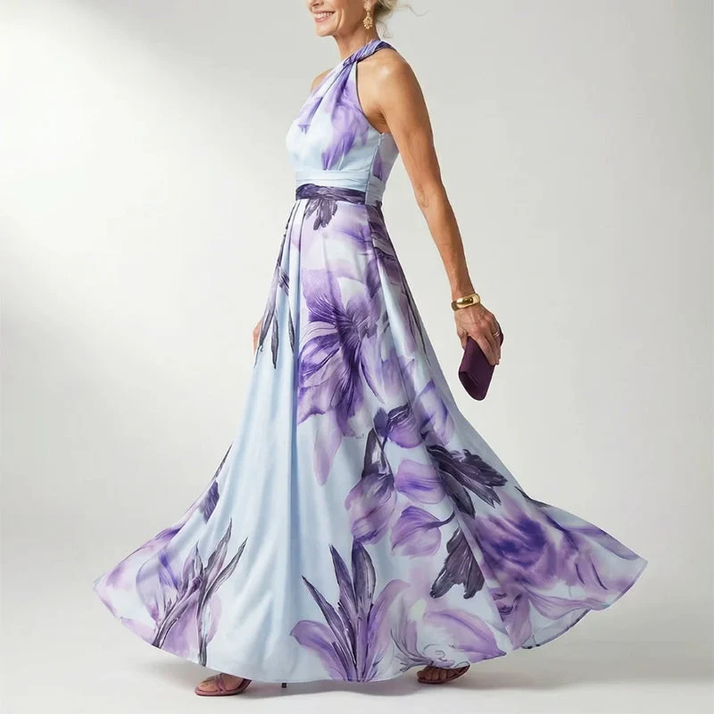 Jessica | Damen Bedrucktes Neckholder Abendkleid