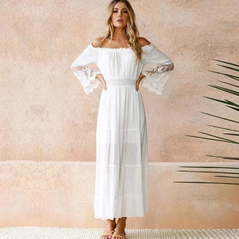 Roma | Damen Elegantes Off-Shoulder Sommerkleid
