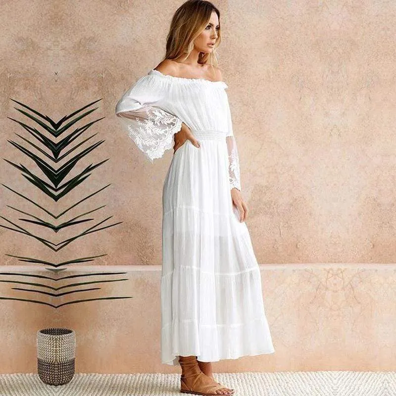 Roma | Damen Elegantes Off-Shoulder Sommerkleid