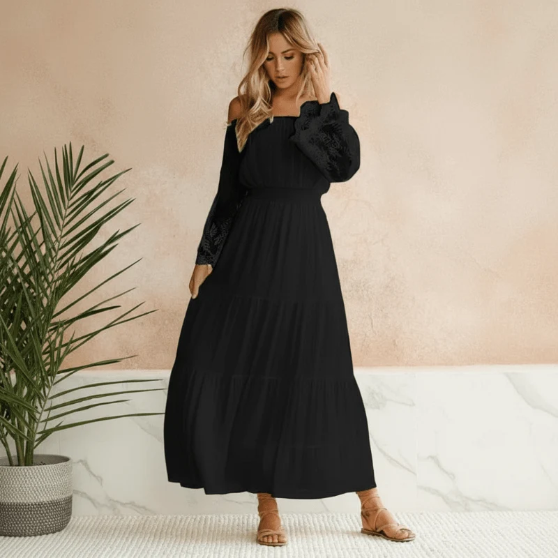 Roma | Damen Elegantes Off-Shoulder Sommerkleid