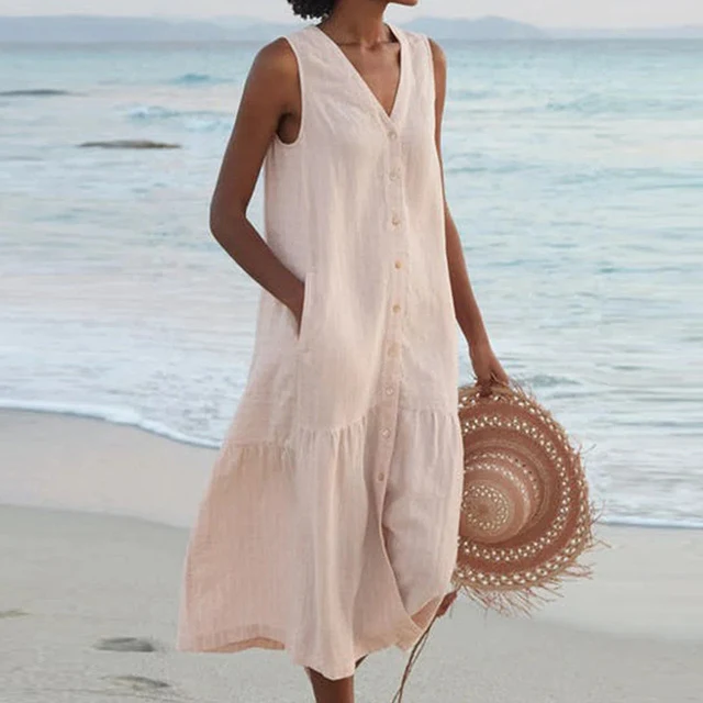 Mary | Damen Luftiges V-Ausschnitt Sommerkleid