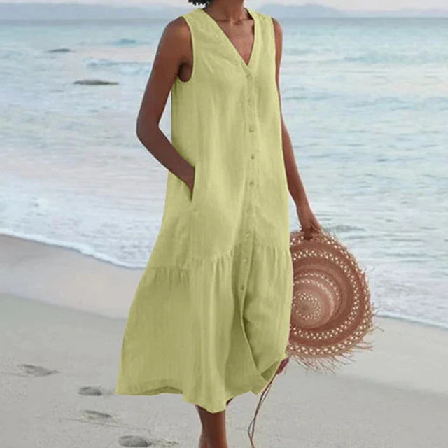 Mary | Damen Luftiges V-Ausschnitt Sommerkleid