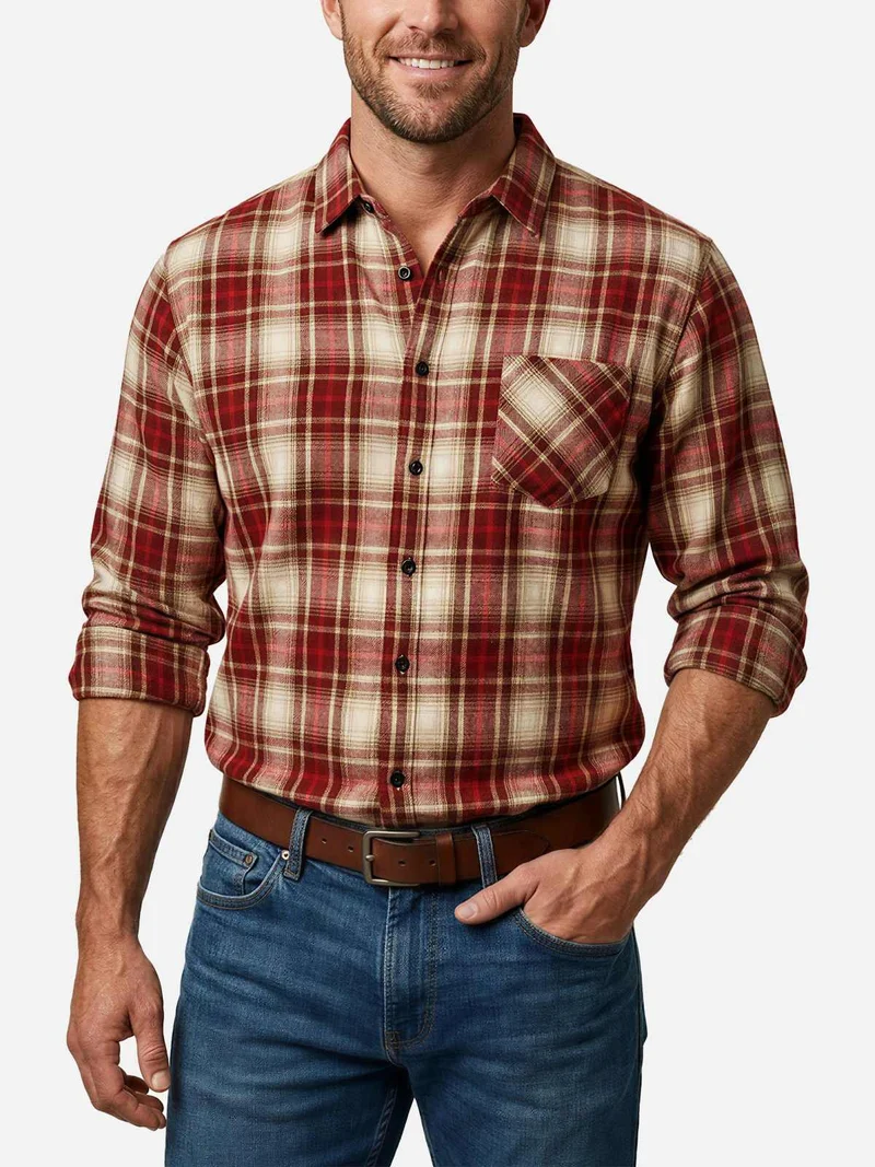 Simon | Herren Kariertes Heritage Flanell Hemd