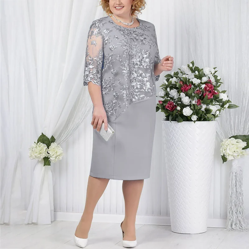 Ella | Damen Elegantes Hochzeitsgast Kleid mit kurzen Ärmeln