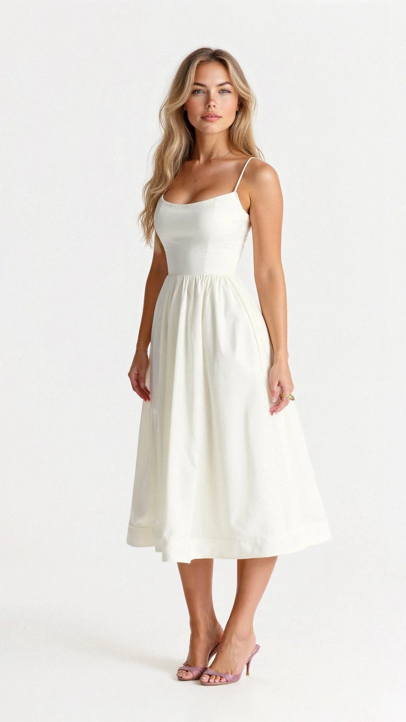 Angelika | Damen Klassisches Spaghettiträger A-Linien Kleid