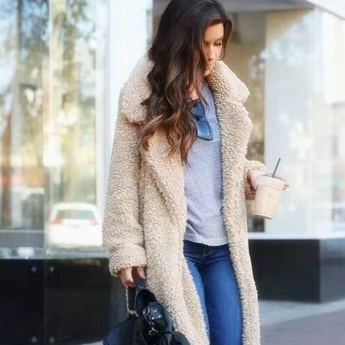 Lara | Damen Langer Teddy Trenchcoat