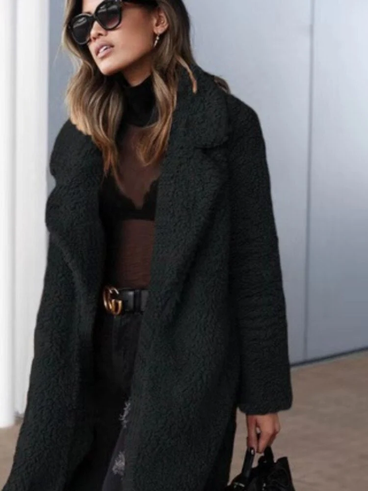 Lara | Damen Langer Teddy Trenchcoat