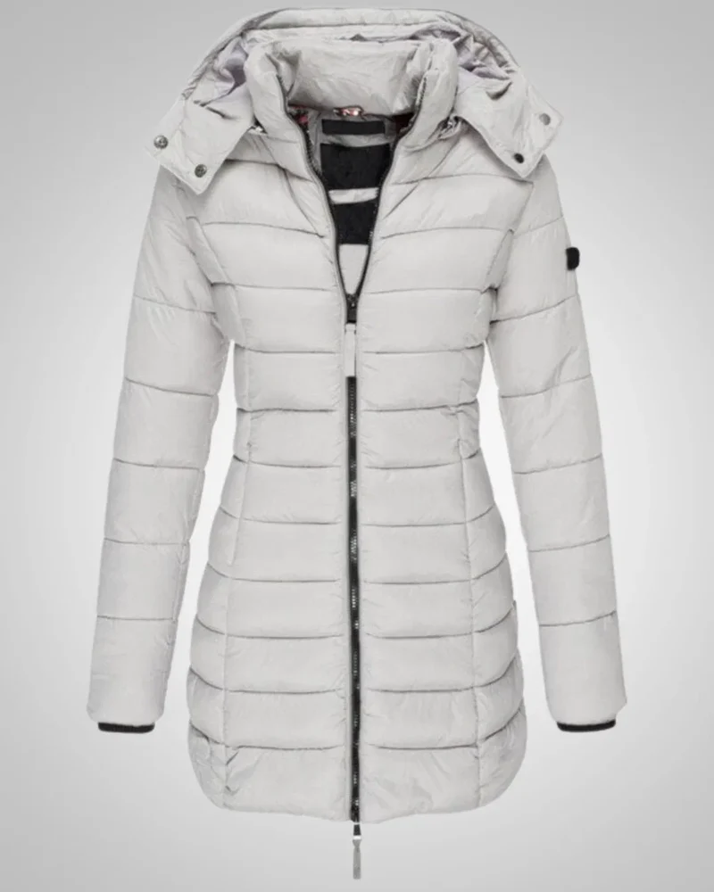 Ella | Damen Lange Kapuzen Winter Daunenjacke