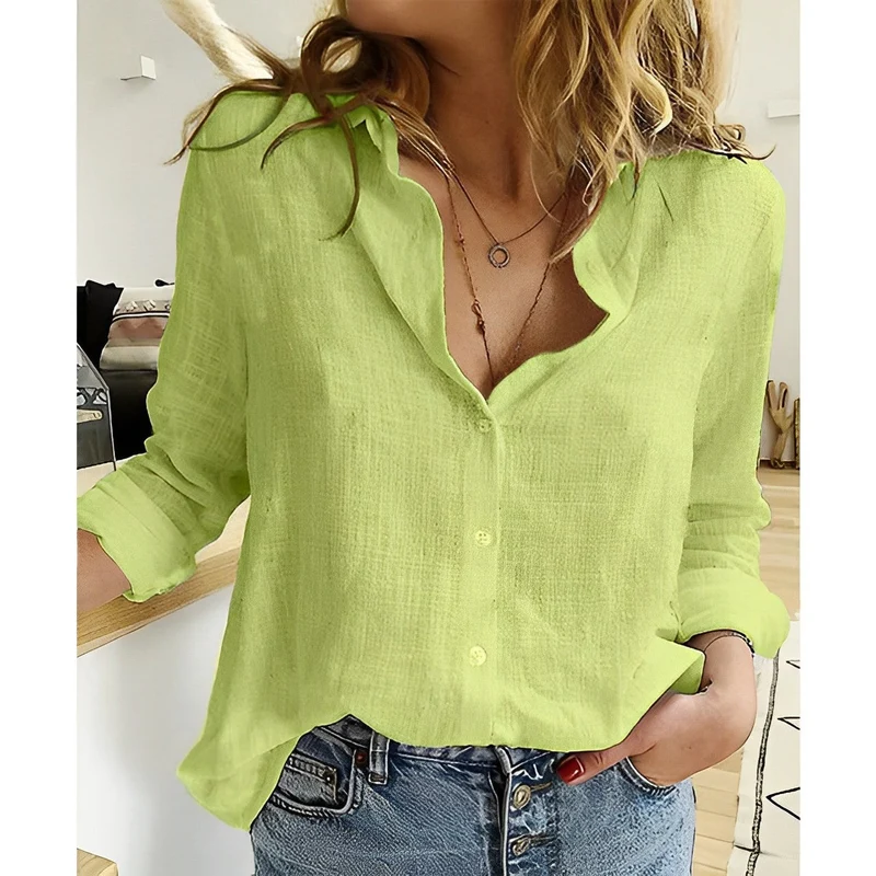 Laura | Damen Klassische Leinen Langarm Bluse