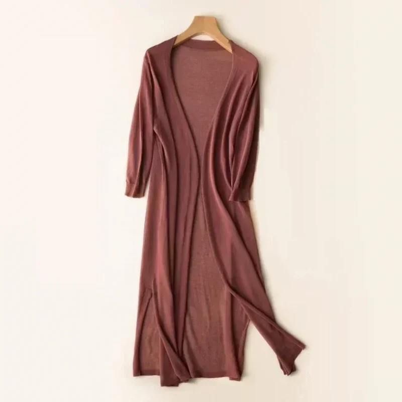 Christina | Damen Lange Leichte Strickjacke