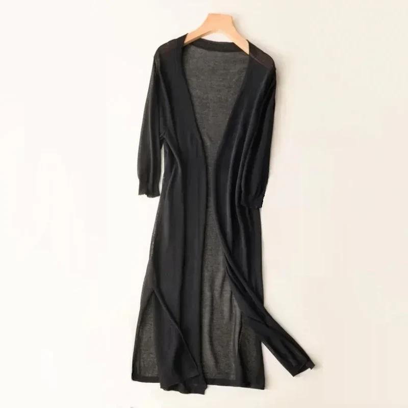 Christina | Damen Lange Leichte Strickjacke