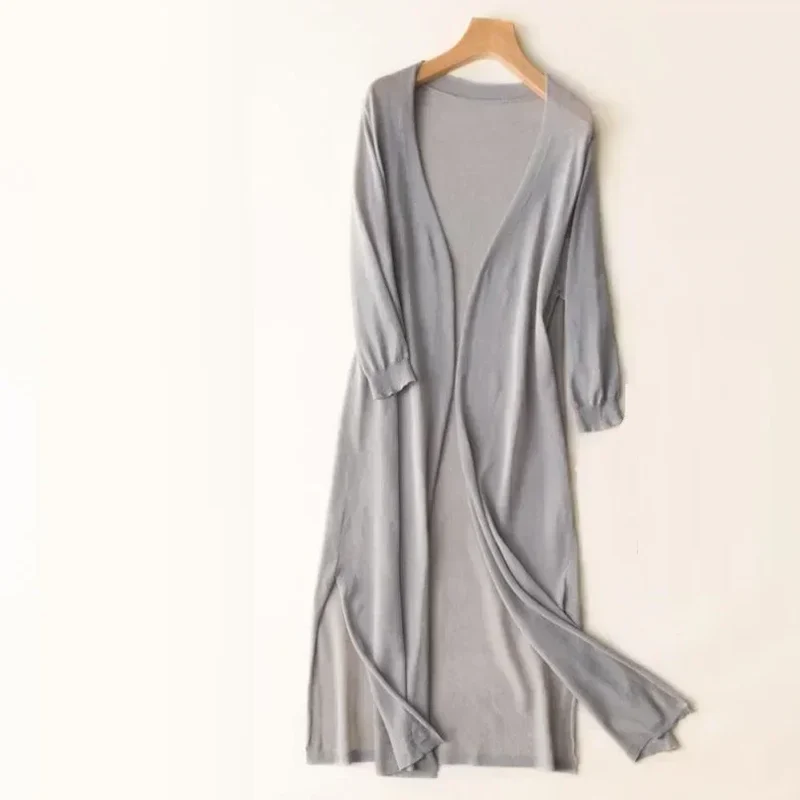Christina | Damen Lange Leichte Strickjacke